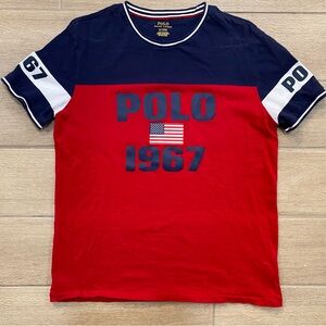 Polo Ralph Lauren T-Shirt M Red White Blue Tee America USA Flag 1967 Crewneck